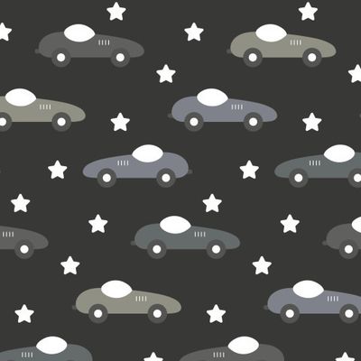 Купить детскую черную ткань для курток Гоночные машинки. Милая гонка. Racing cars black fabric print