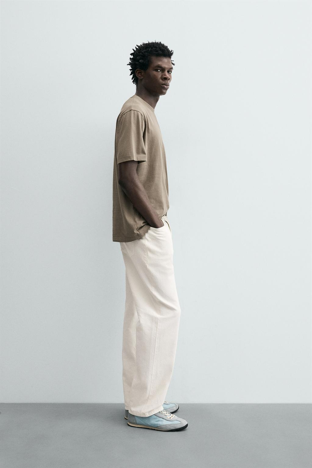 ZARA ФУТБОЛКА MEDIUM WEIGHT КЛАССИЧЕСКОГО КРОЯ ORIGINS, СЕРО-КОРИЧНЕВЫЙ