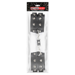 Черные широкие кожаные наручники с заклепками на карабине Bior Toys Notabu NTB-80354