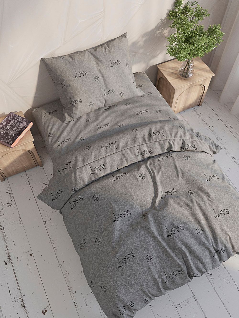 Наволочка комплект 2шт поплин Сказка "Lovecats (компаньон)" 50x70 см на молнии