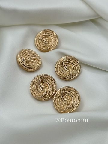 Пуговицы рифленые завиток золотистые