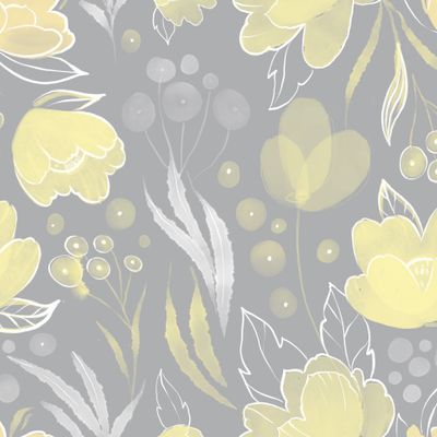 Желто-серые абстрактные растения, цветы, ягоды