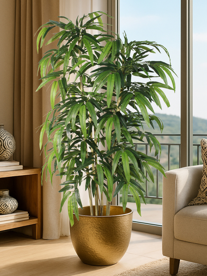 Искусственный бамбук темный 130см в кашпо