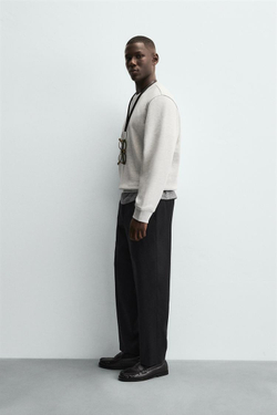 ZARA ТОЛСТОВКА ИЗ ПЛОТНОЙ ТКАНИ С КРУГЛЫМ ВЫРЕЗОМ, СЕРЫЙ МЕЛАНЖ