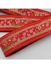 Тесьма жаккард, ш. 3,5 см, красный
