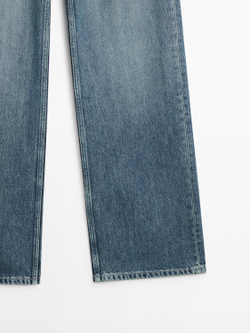 Massimo Dutti Джинсы с высокой талией и широкими штанинами, средне-синий