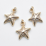 Подвеска Морская звезда, цвет золото, фианиты, размер 14*10 мм, цена за 1 шт