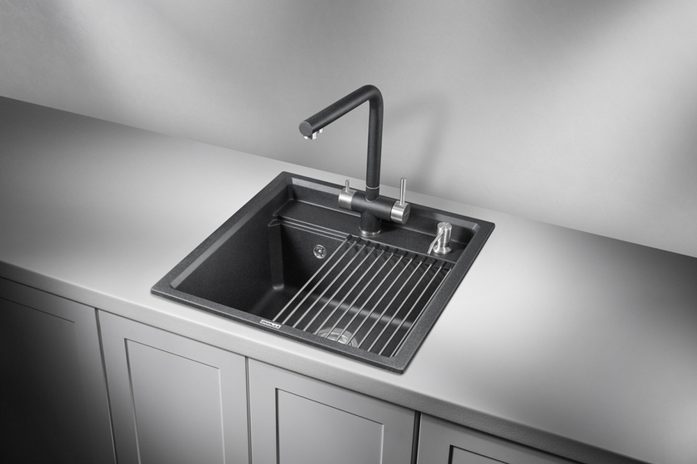 Granula KS-5002, ЧЁРНЫЙ  кухонная мойка, кварц