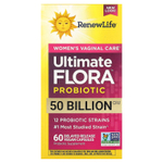 Renew Life, Ultimate Flora™, пробиотик для влагалища для женщин, 50 млрд КОЕ, 60 веганских капсул с отсроченным высвобождением