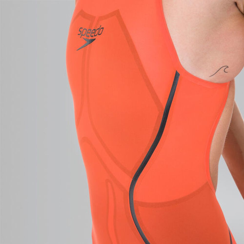 (2018) Стартовый костюм SPEEDO FASTSKIN LZR RACER X Openback Kneeskin orange/black ПОД ЗАКАЗ