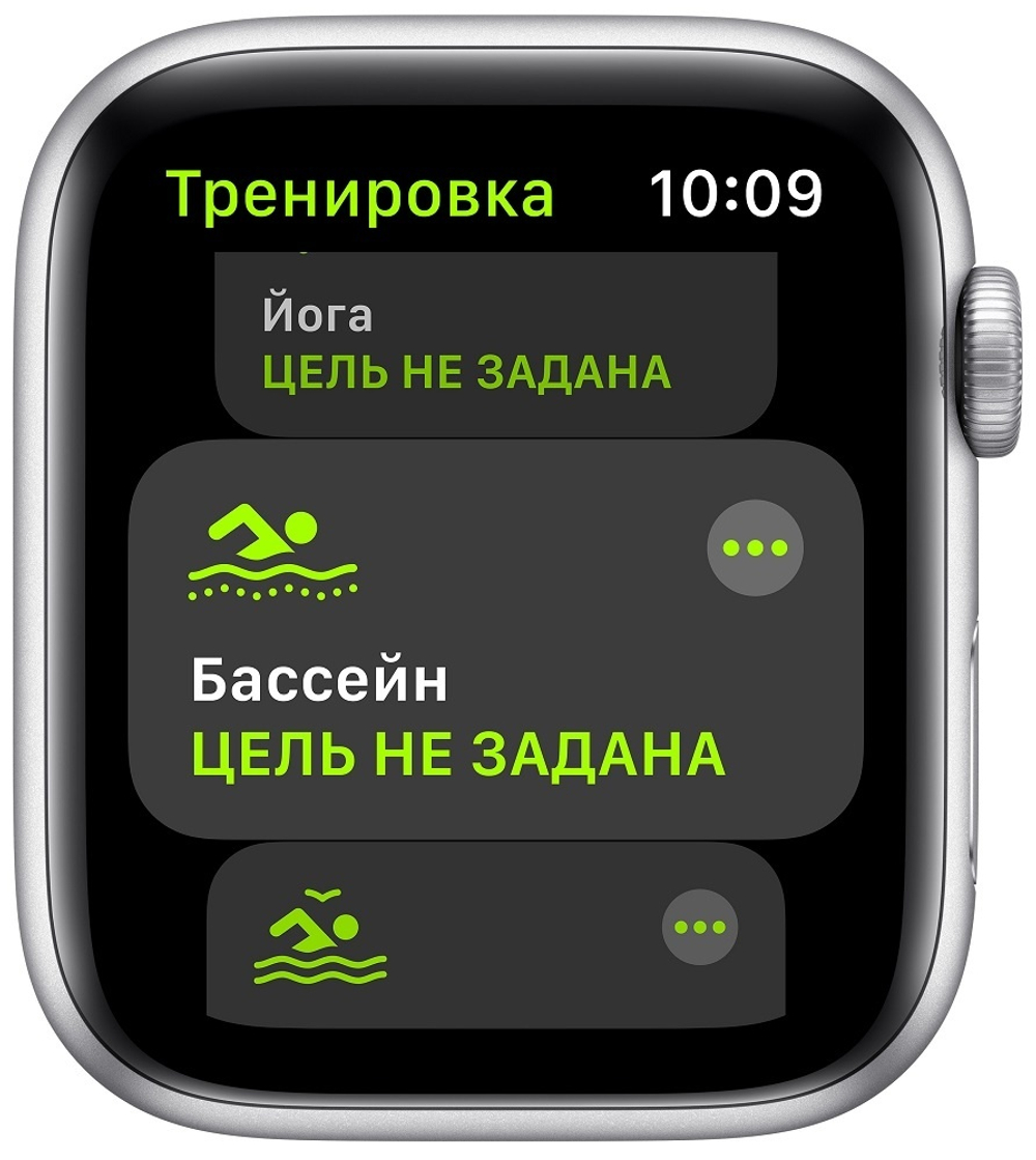 Часы Apple Watch Series SE 44 mm Silver Aluminum Case/White Sport Band