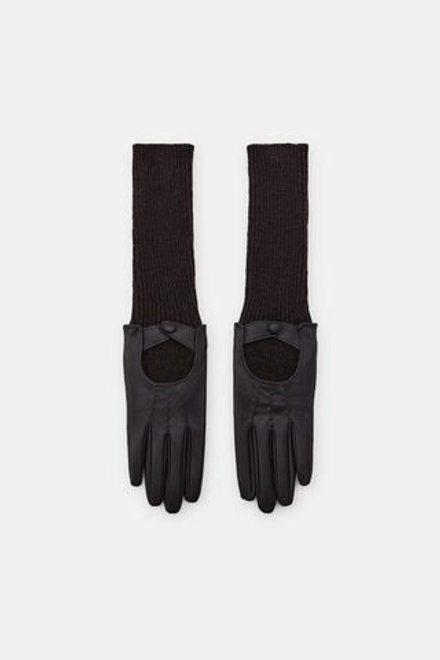 ZARA КОМБИНИРОВАННЫЕ ПЕРЧАТКИ ИЗ ИСКУССТВЕННОЙ КОЖИ, КОРИЧНЕВЫЙ