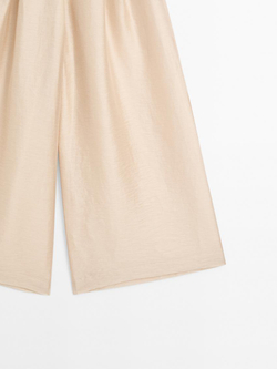 Massimo Dutti Брюки из струящейся смесовой шерсти с защипами, золотистый