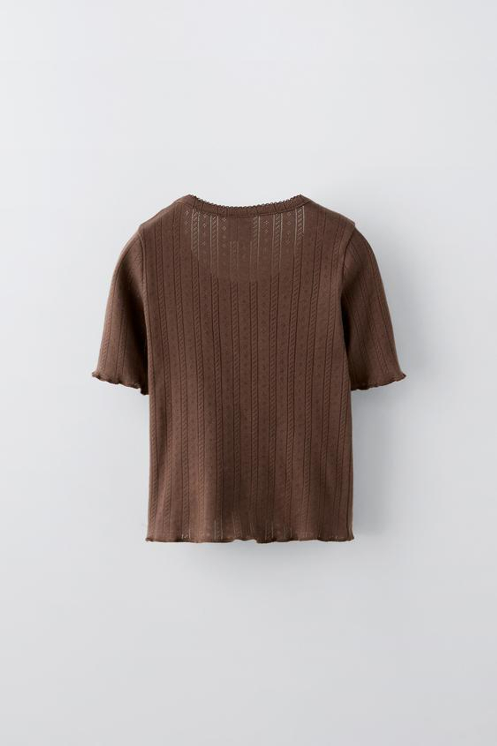 ZARA ФУТБОЛКА С ПУГОВИЦАМИ, КОРИЧНЕВЫЙ