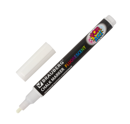 Маркер меловой "POP-ART" белый 3.5 мм, стираемый, для гладких поверхностей, BRAUBERG 151519