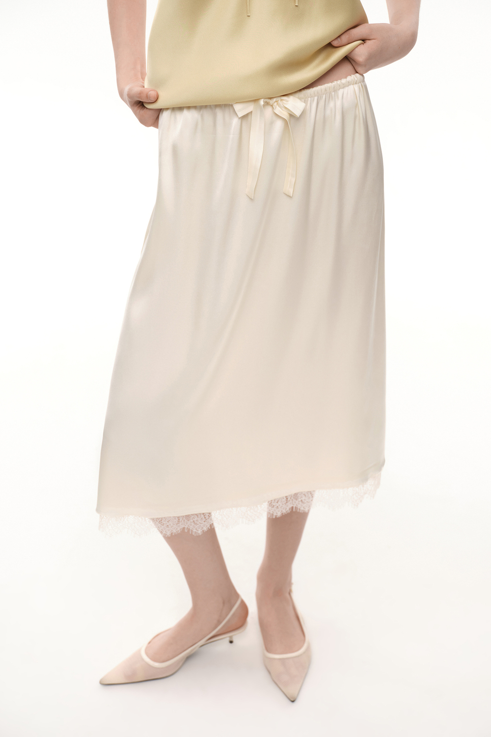 Юбка миди с кружевом (Sunday Skirt), молочная