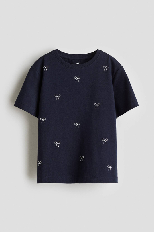 H&M Футболка с контрастными деталями, темно-синий