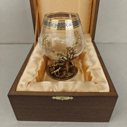 Бокал для коньяка "Охота на лося" в подарочном футляре