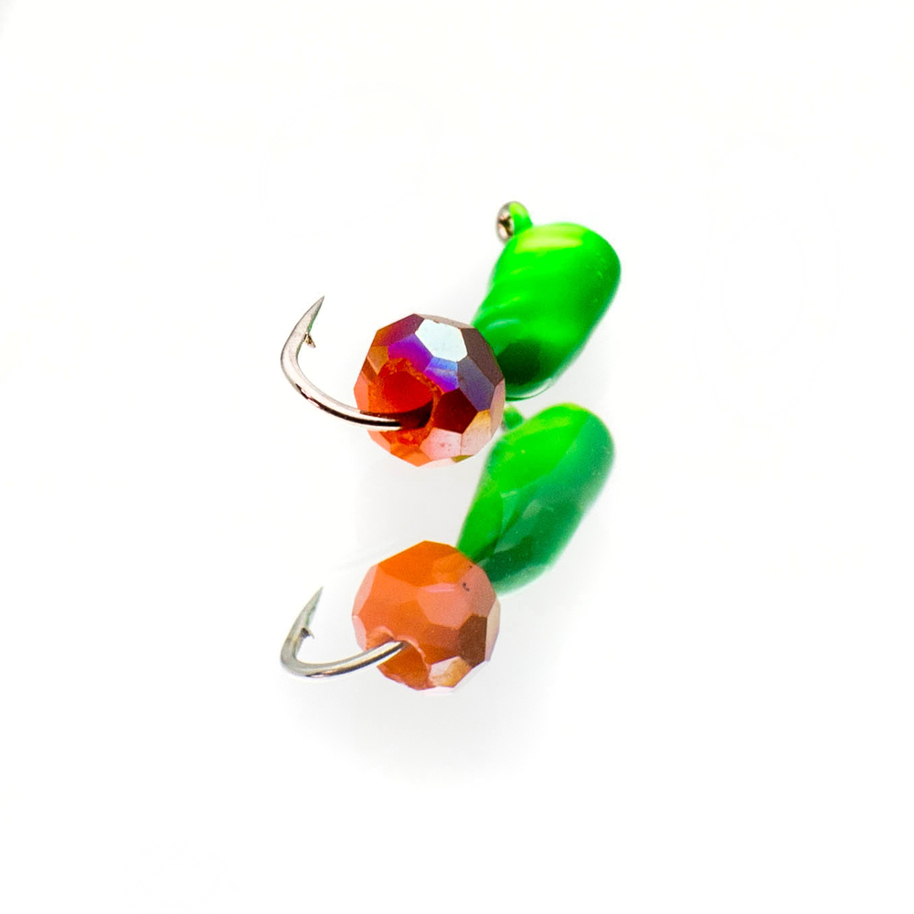 Мормышка True Weight "Гвоздешарик", Зеленый, шарик многогранный Оранжевый