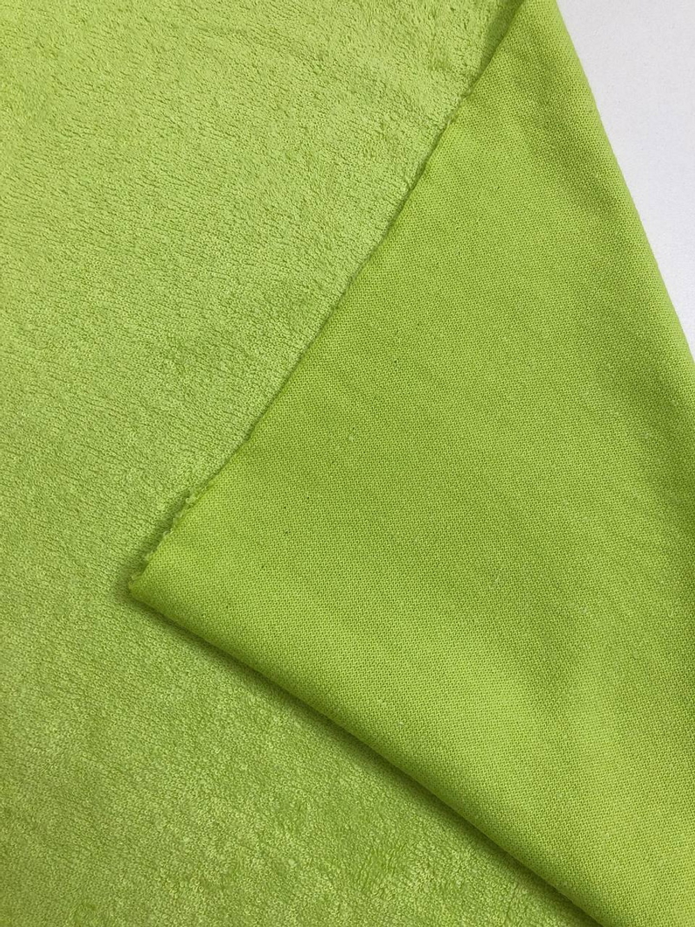 Трикотаж хлопок, салатовый махра, хб/пэ VT
