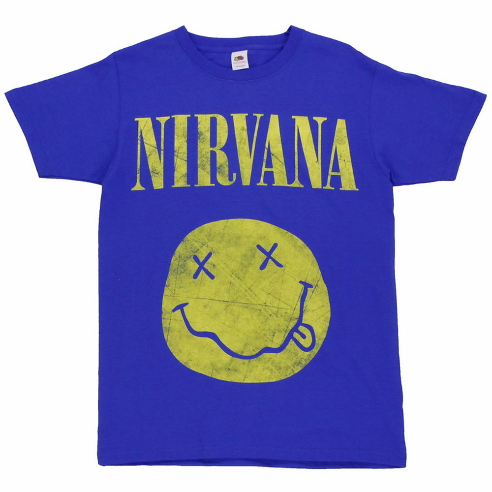Футболка Nirvana смайл синяя
