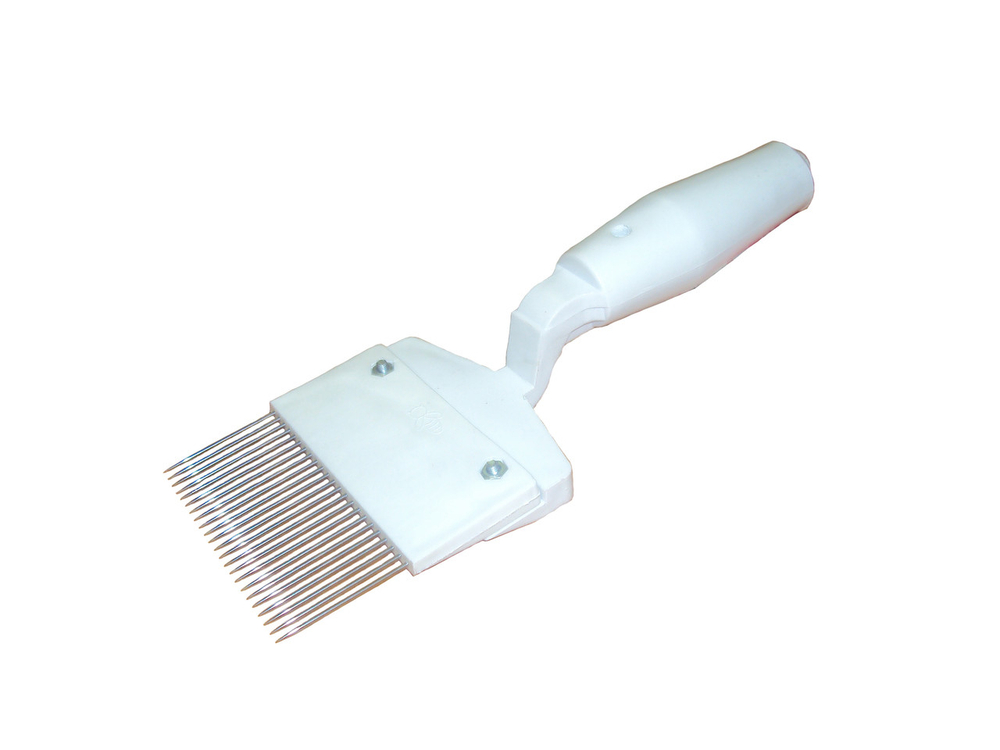 Вилка для распечатывания сот с пластмассовой ручкой (белая)