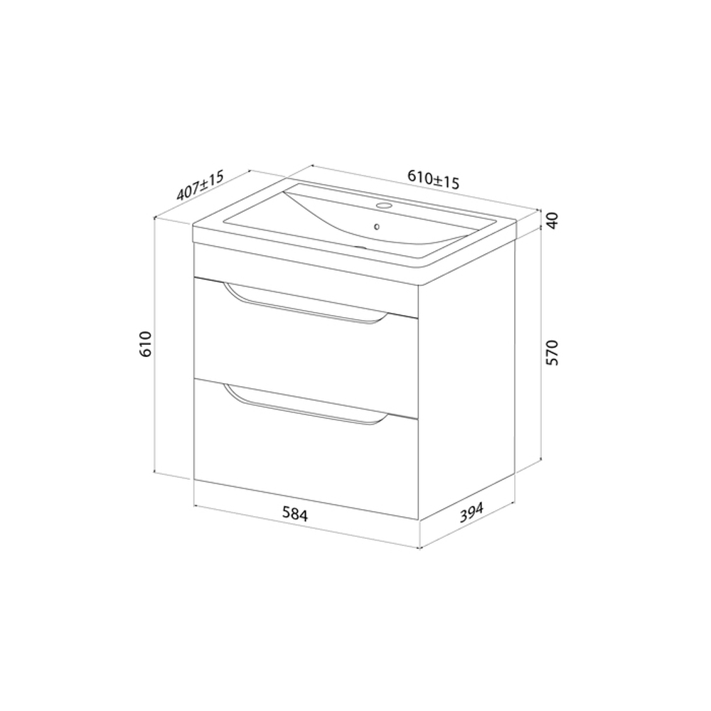 Тумба с умывальником IDDIS Ray, подвесная, 60 см, белый, RAY60W0i95K