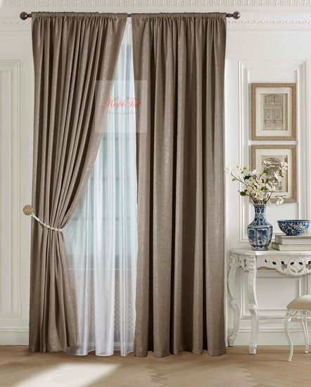 Комплект штор Луи (коричневый). Шторы из стриженного бархата