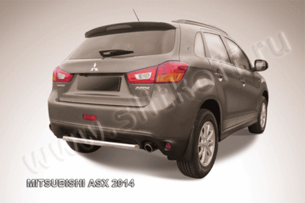 Защита заднего бампера (нержавейка) Mitsubishi ASX (2012-2016) d57 короткая (черный)
