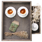 Деревянный поднос 38х28 см в стиле рустик (состаренный), столик для завтрака в постель Флоутард, для кухни, бурый