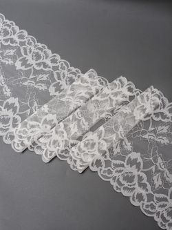 Эластичное кружево цвет теплый белый ширина 21 см