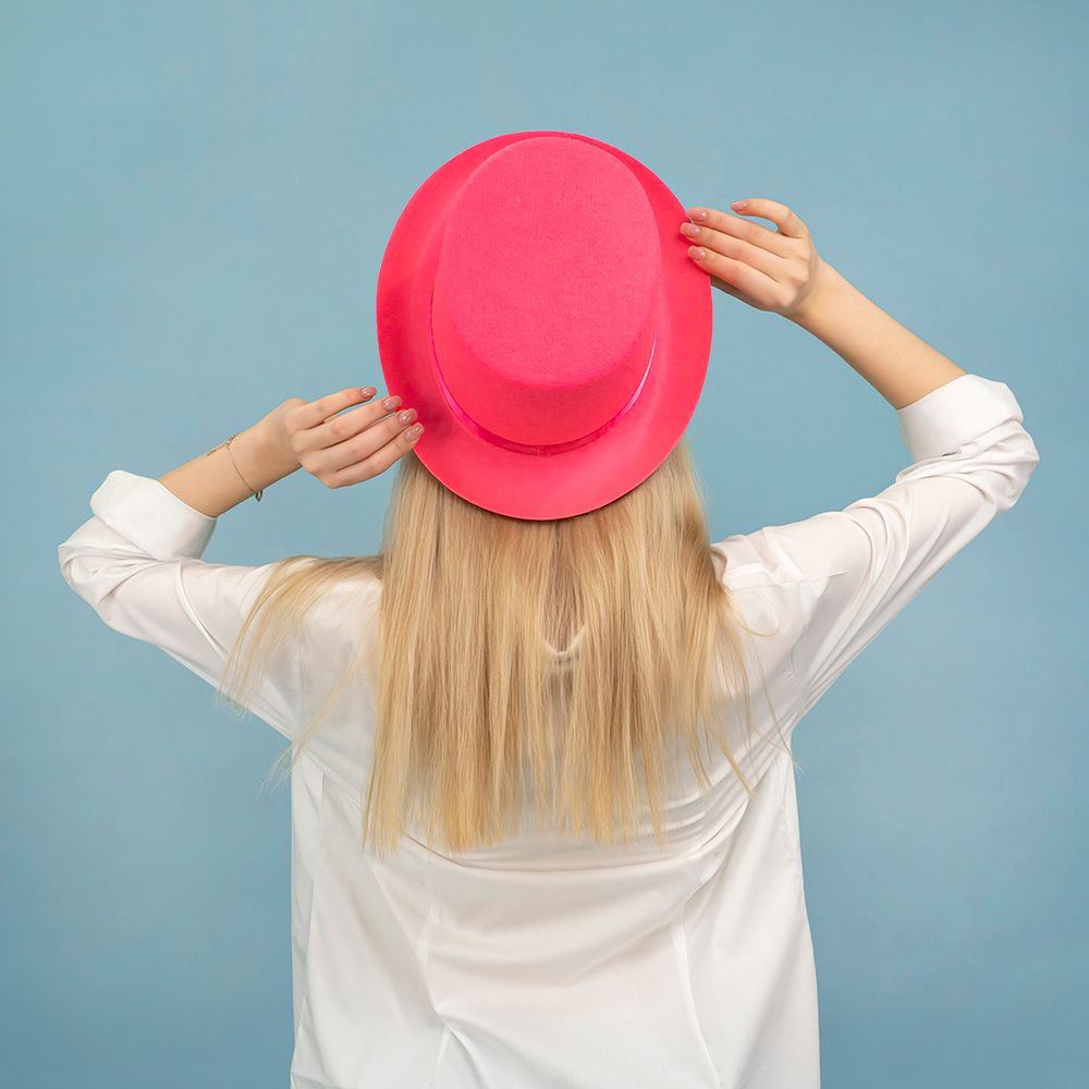 Шляпа, Цилиндр, фетр, Ярко-розовый, 56-58 разм.