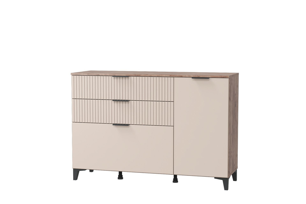 Комод для одежды с ящиками Дуб крафт табачный/Бисквит, Шарлиз, 135,2х44,6х93,5 см