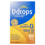 Ddrops, жидкий витамин D3, 1000 МЕ, 5 мл (0,17 жидк. унции)