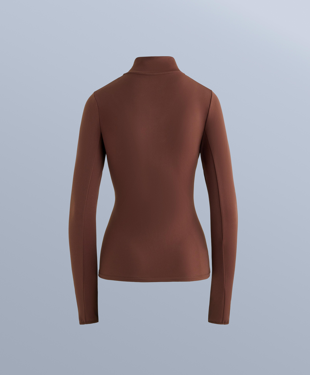 Oysho Термофутболка с застёжкой-молнией на половину длины, бургунди