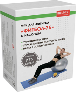 Мяч для фитнеса «ФИТБОЛ-75» с насосом