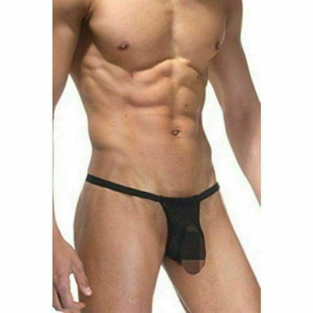 Трусы мужские стринги черные полупрозрачные La Blinque LB15070