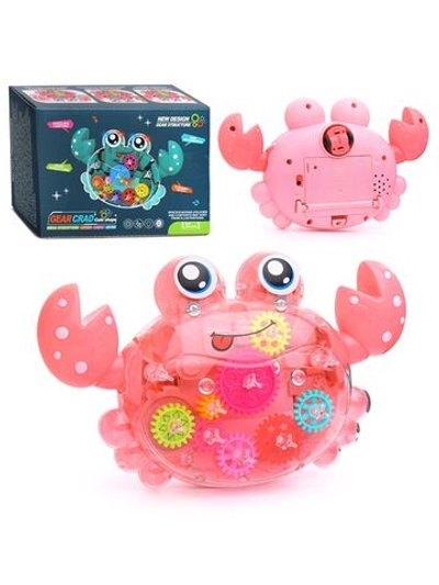 Игрушка Краб на батарейках со звуком и световыми эффектами розовый (696-48)