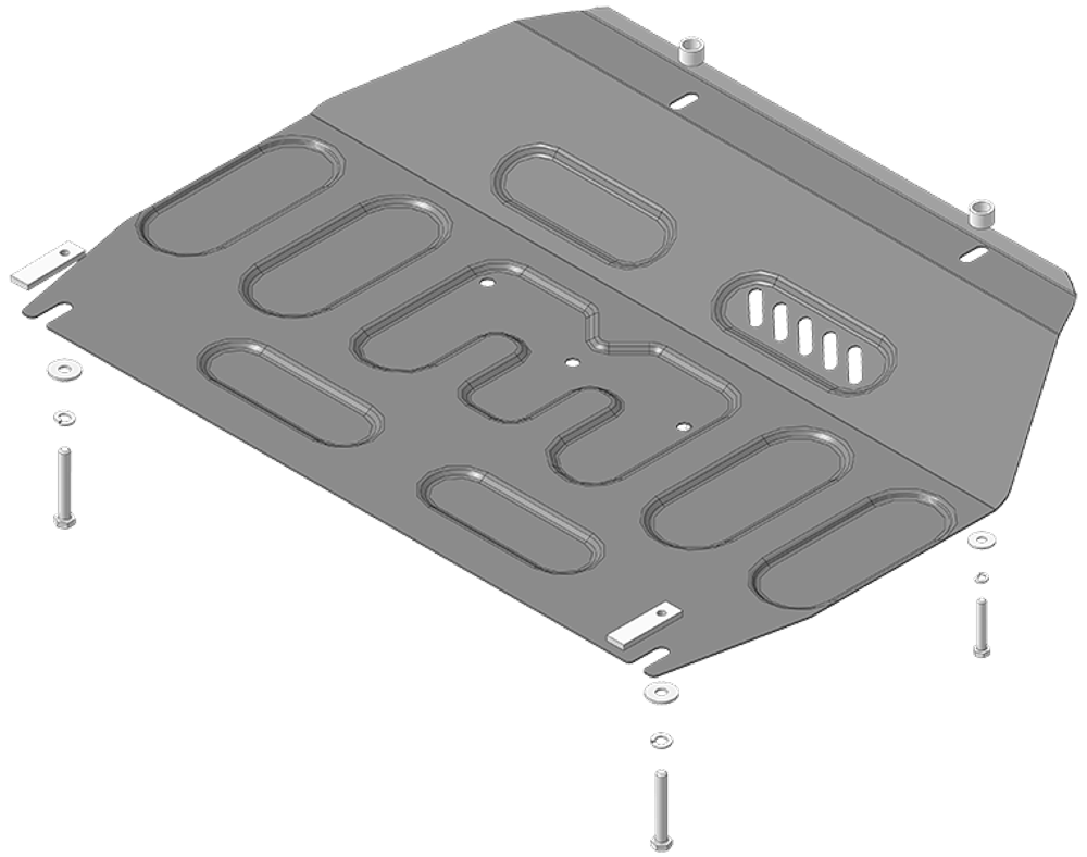 Защита картера двигателя, КПП. 2 мм, Сталь. для Hyundai Tucson 2004-2010, Motodor.70917