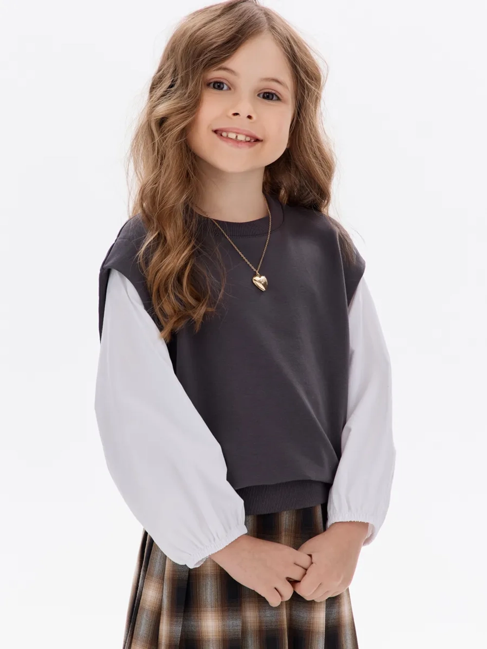 Свитшот-рубашка с эффектом двойки