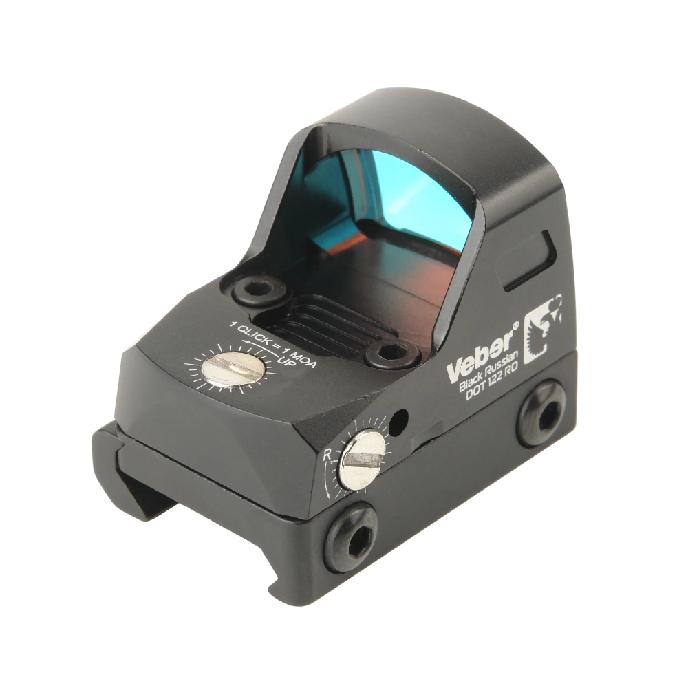 Прицел коллиматорный Veber Black Russian DOT 122 RD - передний вид с видимым световым фильтром