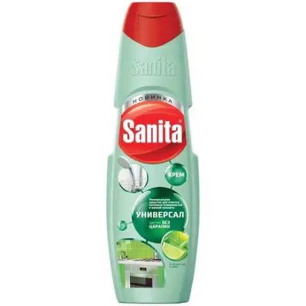 Sanita Средство чистящее универсальное крем крем Универсал Зеленый чай и лайм 600гр, блок 12шт., Санита
