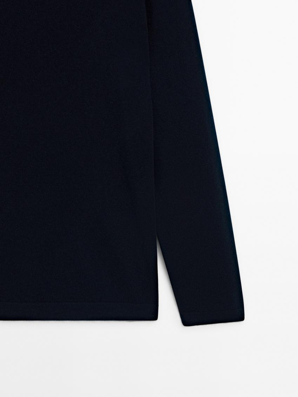 Massimo Dutti Кашемировый тонкий свитер, темно-синий