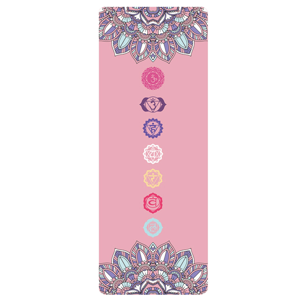 Тревел коврик для йоги Chakras Pink 185*68*0,1 см из микрофибры и каучука