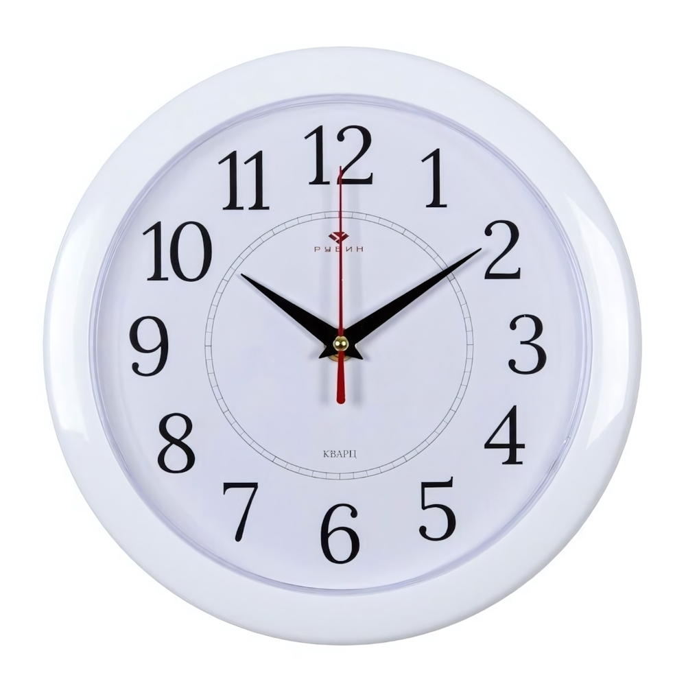 2323-293W Часы настенные круг d=23см, корпус белый "Классика" "Рубин"