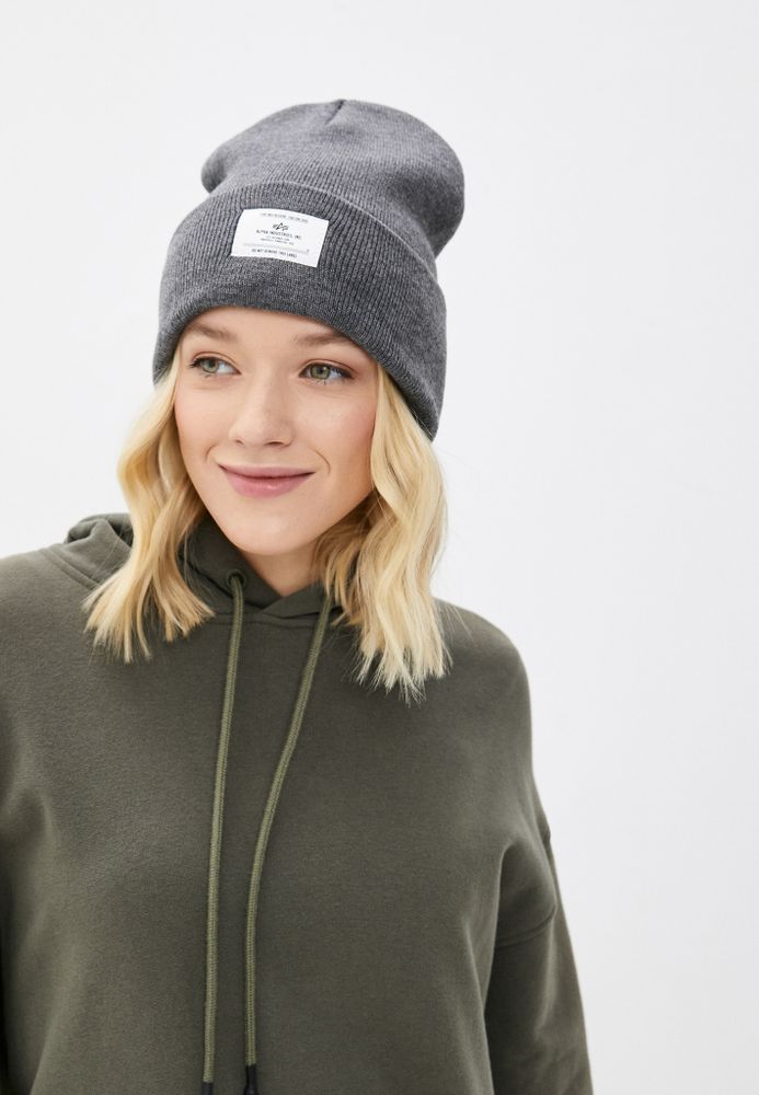 Шапка Alpha Industries Essential Beanie Серая Шапка Alpha Industries Essential Beanie Серая