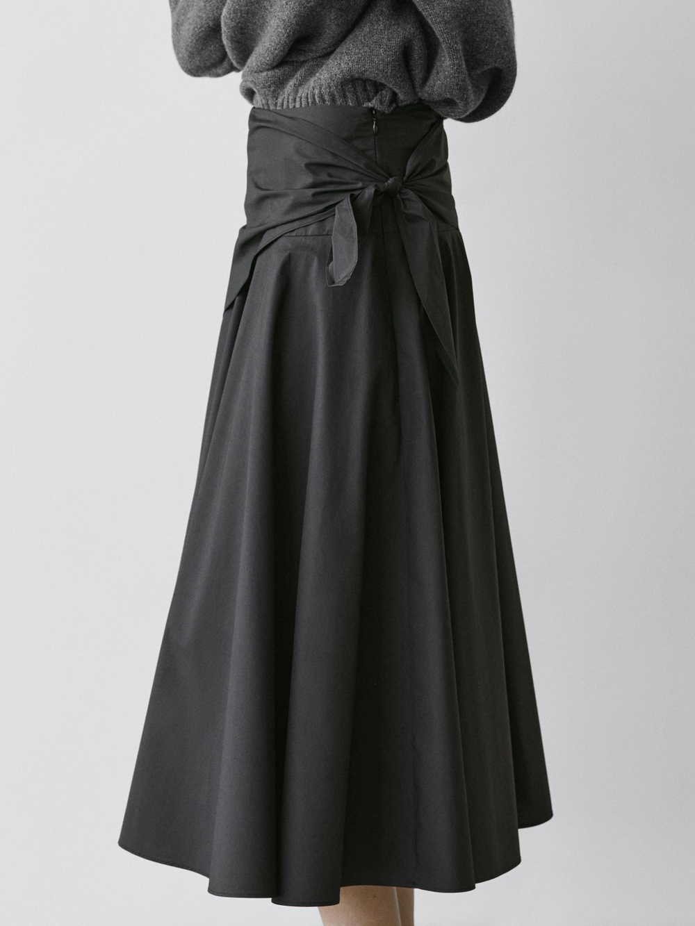 Massimo Dutti Юбка миди с отделкой в ​​виде шарфа, черный