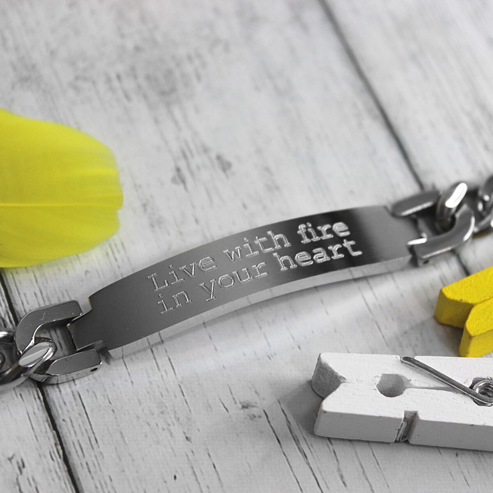 Стальной мужской браслет с гравировкой на заказ