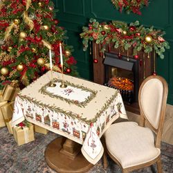 СКАТЕРТЬ "ЩЕЛКУНЧИК" 110Х140СМ ,БЕЖЕВЫЙ ,100% ХЛОПОК,ТВИЛ