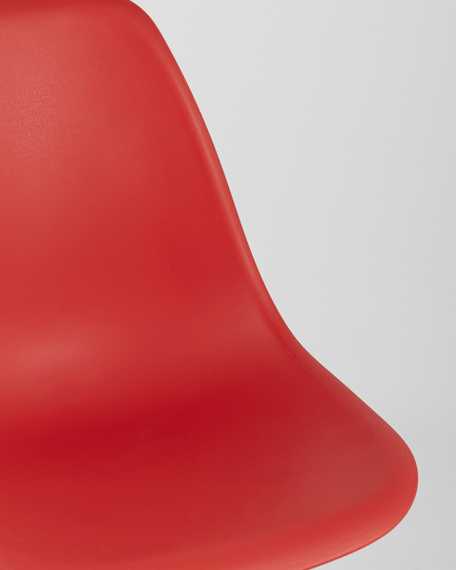 Eames Style DSW красный пластик, стальной каркас, натуральный массив бука